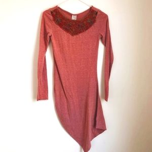 Free People Rust Asymmetrical Thermal Top Tunic  Dress